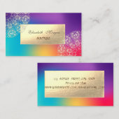 Elegant modern Gold Lace Holographic Visitekaartje (Voorkant / Achterkant)