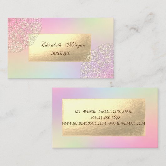 Elegant Modern Gold Lace Ombre Visitekaartje (Voorkant / Achterkant)