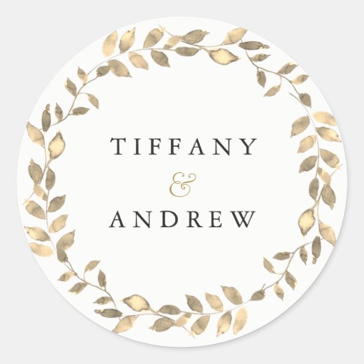 Elegant modern Gold Leaf, partij bij grote overeen Ronde Sticker (Voorkant)