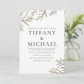 Elegant Modern Gold Leaf Wedding Invite Kaart (Staand voorkant)