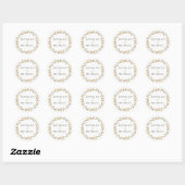 Elegant Modern Gold Leaf Wreath Wedding Name Ronde Sticker (Vel)