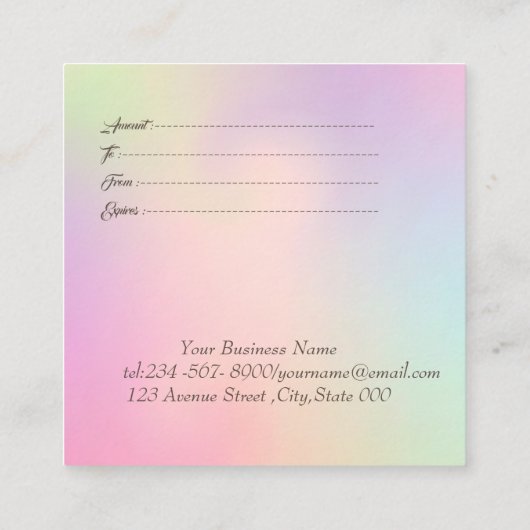 Elegant modern Gold Lijst, Confetti holografisch Kortingskaartje (Achterkant)