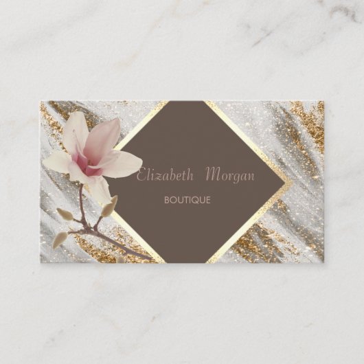 Elegant Modern, Gold Lijst, Glitter, Magnolia Visitekaartje (Voorkant)