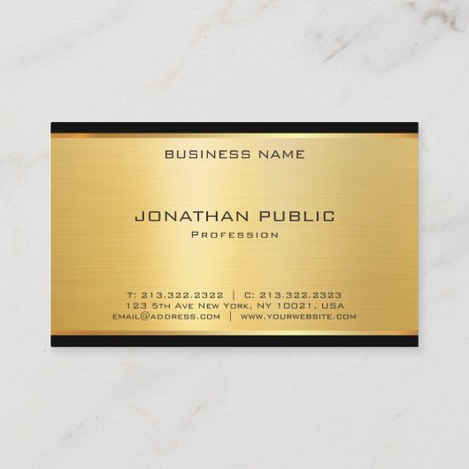 Elegant Modern Gold Look Luxe Glamour Sjabloon Visitekaartje (Achterkant)