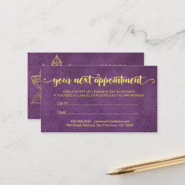 Elegant modern Gold Lotus Flower Paars Afsprakenkaartje