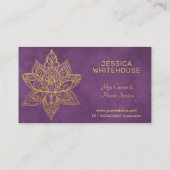 Elegant modern Gold Lotus Flower Paars Afsprakenkaartje (Achterkant)