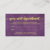 Elegant modern Gold Lotus Flower Paars Afsprakenkaartje (Voorkant)