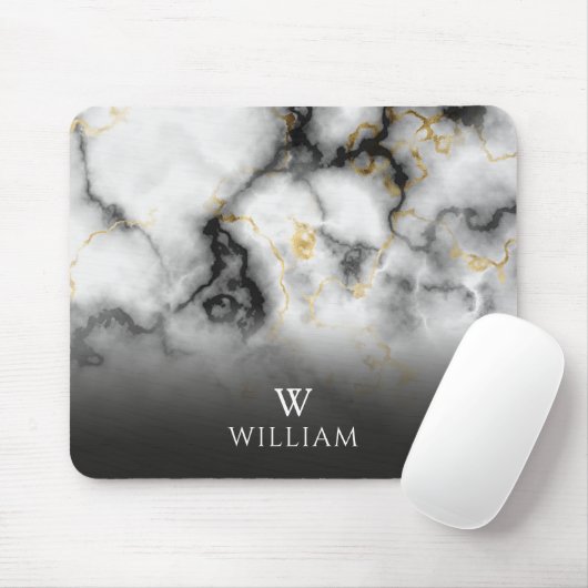 Elegant modern Gold Marble Monogram op maat Muismat (Met muis)