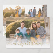 Elegant Modern Gold Merry-kerstscript Foto Feestdagenkaart (Voorkant / Achterkant)