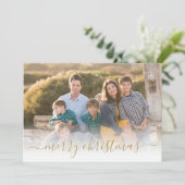Elegant Modern Gold Merry-kerstscript Foto Feestdagenkaart (Staand voorkant)