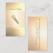 Elegant Modern, Gold-microfoon, muziekdocent Visitekaartje (Voorkant / Achterkant)