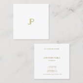 Elegant Modern Gold Monogram Sjabloon Professional Vierkante Visitekaartje (Voorkant / Achterkant)