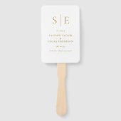 Elegant Modern Gold Monogram Trouwprogramma Handwaaier (Voorkant)