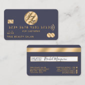 Elegant Modern Gold Navy Blue Credit Kaart Logo Visitekaartje (Voorkant / Achterkant)