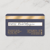 Elegant Modern Gold Navy Blue Credit Kaart Logo Visitekaartje (Achterkant)