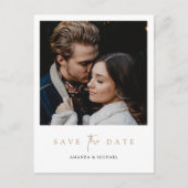 Elegant Modern Gold Photo Save the Date Wedding Aankondigingskaart (Voorkant)