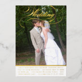 Elegant  Modern Gold Photo Wedding Folie Uitnodiging (Voorkant)
