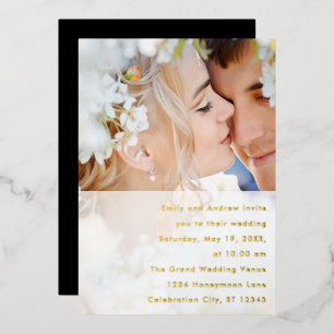Elegant  Modern Gold Photo Wedding Folie Uitnodiging