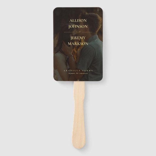 Elegant modern Gold Photo Wedding Program Handwaaier (Voorkant)