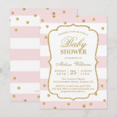 Elegant Modern Gold Pink Baby shower Uitnodiging (Voorkant / Achterkant)