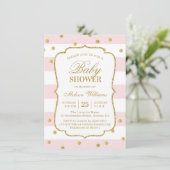 Elegant Modern Gold Pink Baby shower Uitnodiging (Staand voorkant)