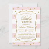 Elegant Modern Gold Pink Baby shower Uitnodiging (Voorkant)