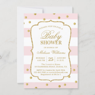 Elegant Modern Gold Pink Baby shower Uitnodiging