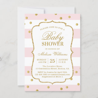 Elegant Modern Gold Pink Baby shower Uitnodiging