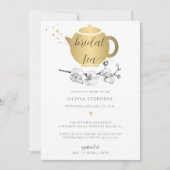 Elegant Modern Gold Pot Hearts Orchid Bridal Tea Kaart (Voorkant)