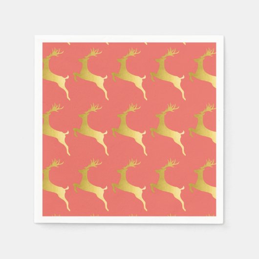 Elegant modern Gold Red-kerstrenrennen Servet (Voorkant)