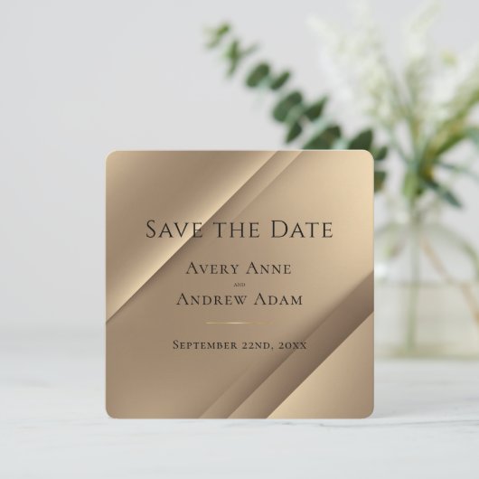 Elegant modern Gold Save The Date (Staand voorkant)