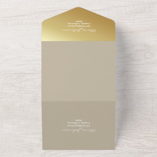 Elegant modern Gold Save the Date Photo RSVP All In One Uitnodiging (Buitenkant)