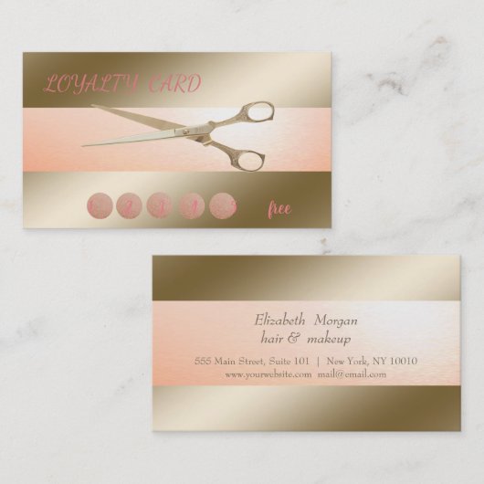 Elegant Modern Gold Scissors Loyalty Kaart (Voorkant / Achterkant)