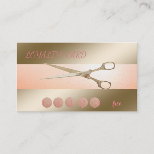 Elegant Modern Gold Scissors Loyalty Kaart (Voorkant)