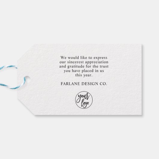 Elegant modern Gold Script Business Blue Cadeaulabel (Achterkant Horizontaal)
