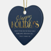 Elegant modern Gold Script Business Blue Keramisch Ornament (Links)