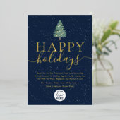 Elegant Modern Gold Script Business Corporate Blue Folie Feestdagenkaart (Staand Voorkant)