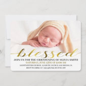 Elegant Modern Gold Script Photo Christening Kaart (Voorkant)