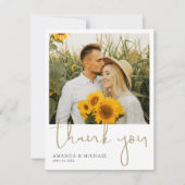 Elegant modern Gold Script Photo Wedding Bedankkaart (Voorkant)