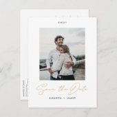 Elegant modern Gold Script Save the Date Aankondigingskaart (Voorkant / Achterkant)