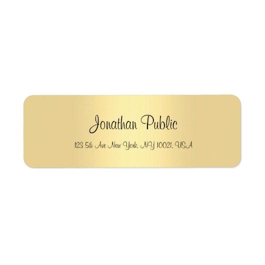 Elegant Modern Gold Simple Sjabloon Calligrafie Etiket (Voorkant)