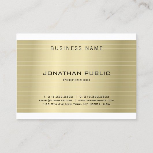 Elegant Modern Gold Sophisticated Plain Luxury Visitekaartje (Voorkant)