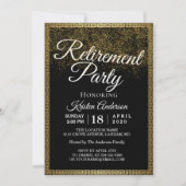 Elegant Modern Gold Sparkles Retirement Party Invi Kaart (Voorkant)