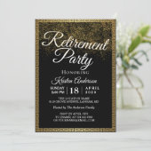 Elegant Modern Gold Sparkles Retirement Party Invi Kaart (Staand voorkant)