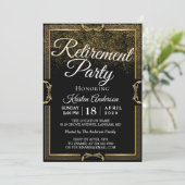 Elegant Modern Gold Sparkles Retirement Party Kaart (Staand voorkant)