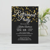 Elegant Modern Gold Sparkles Retirement Party Kaart (Staand voorkant)