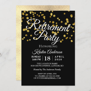 Elegant Modern Gold Sparkles Retirement Party Kaart