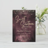 Elegant Modern Gold Stars Burgundy Sweet 16 Kaart (Staand voorkant)