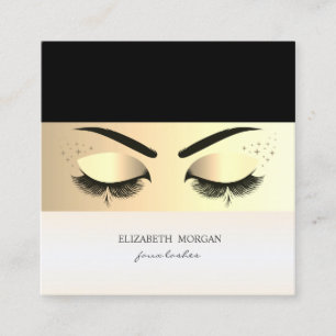 Elegant Modern Gold Stripe, Faux Lashes Vierkante Visitekaartje