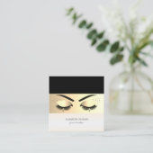 Elegant Modern Gold Stripe, Faux Lashes Vierkante Visitekaartje (Staand voorkant)